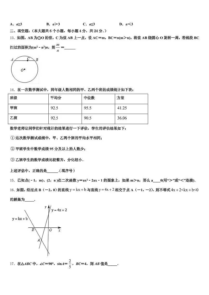 2025年汕头市金平区中考数学最后一模试卷含解析第3页