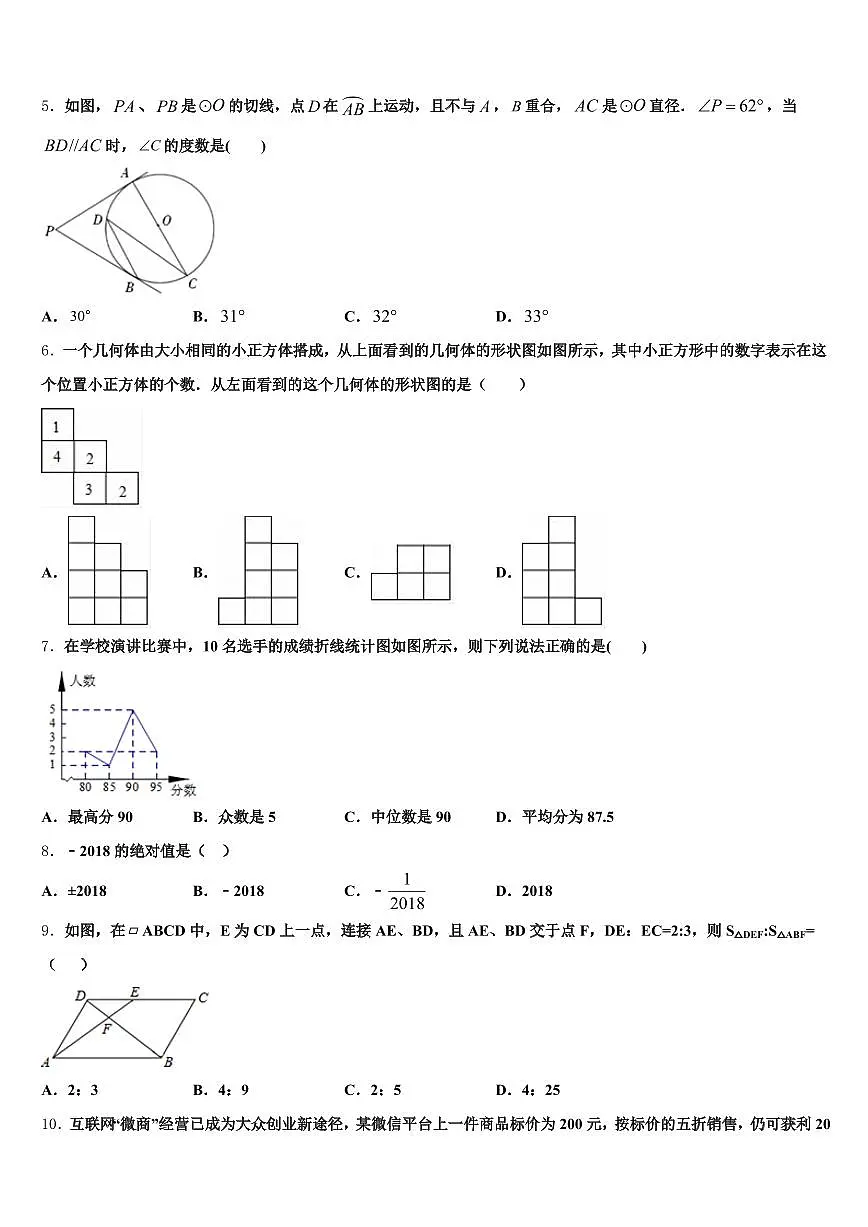 辽宁省辽阳市灯塔市2025年初中数学毕业考试模拟冲刺卷含解析第2页