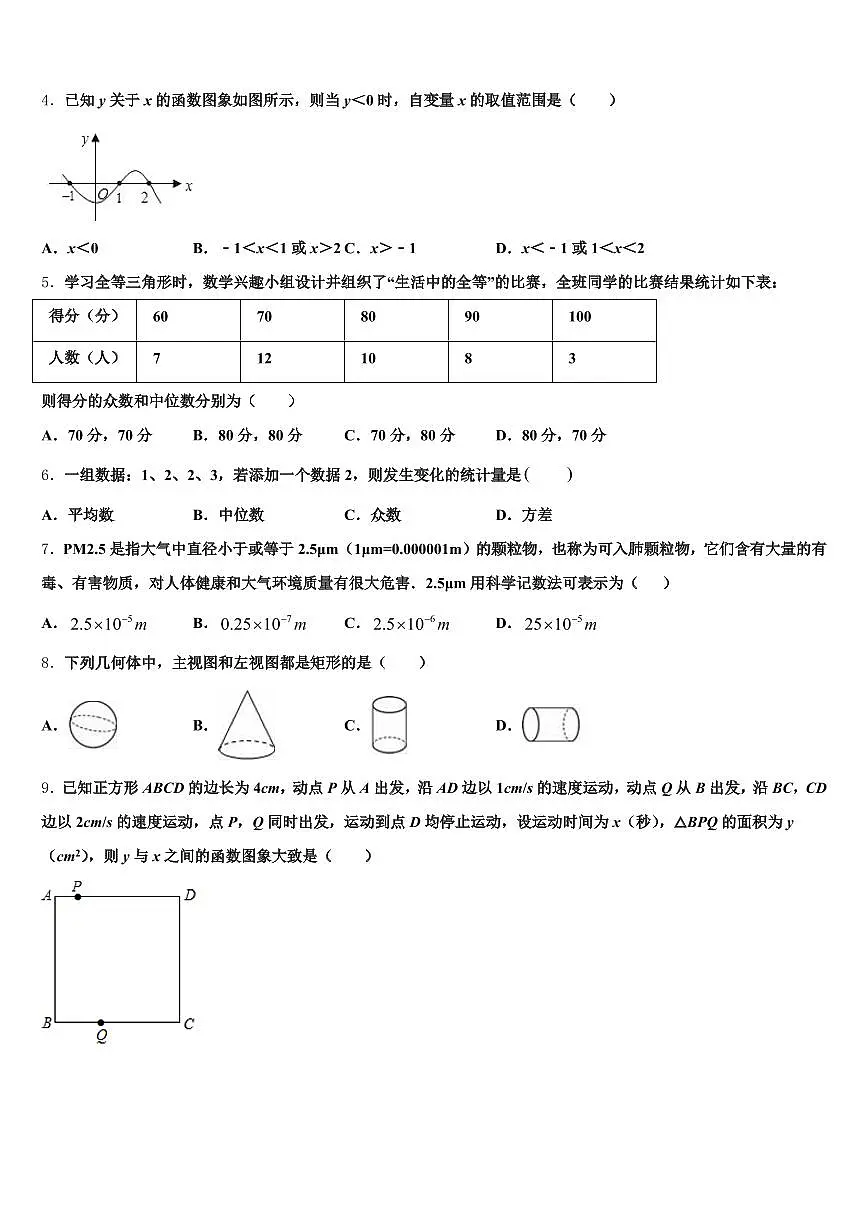 2025届河北省邯郸市广平县中考一模数学试题含解析第2页