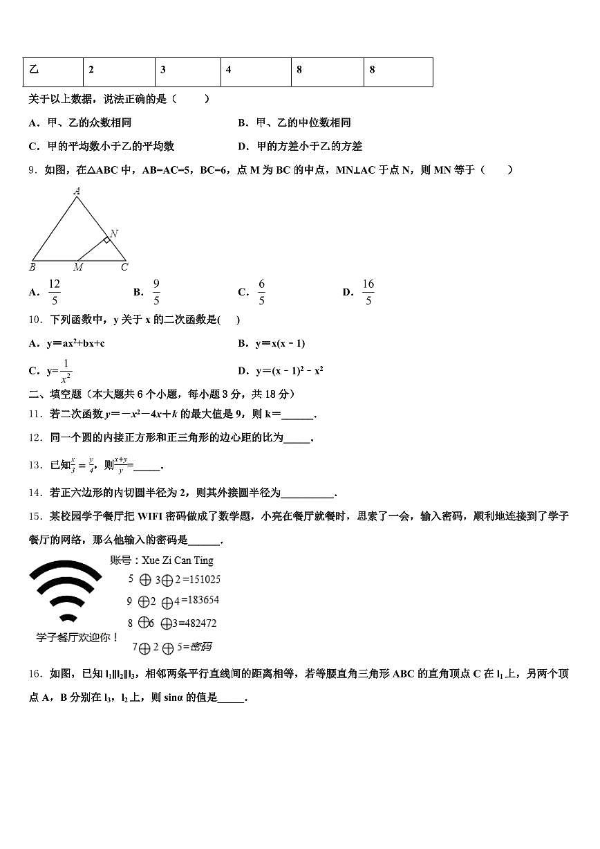 韶关市乐昌市2025届中考数学适应性模拟试题含解析第3页