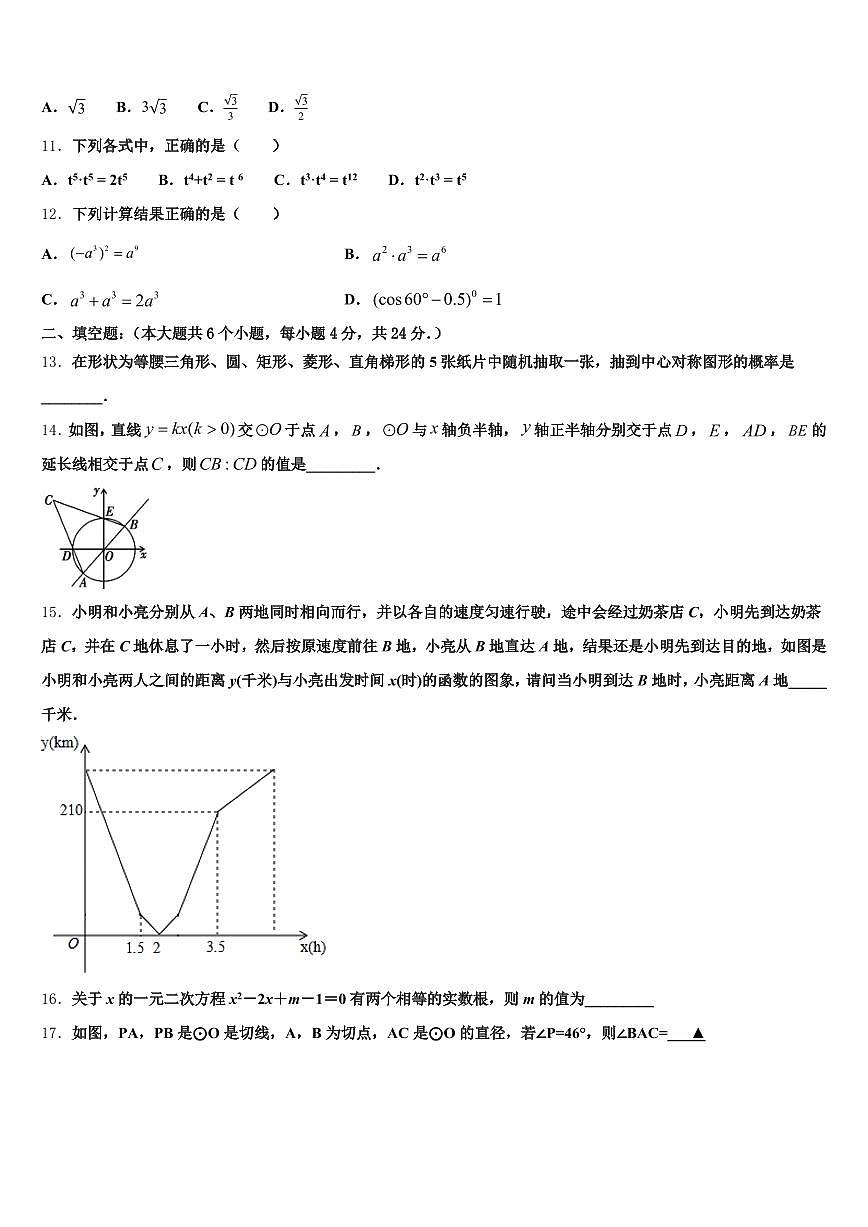 2024-2025学年日喀则地区中考数学对点突破模拟试卷含解析第3页
