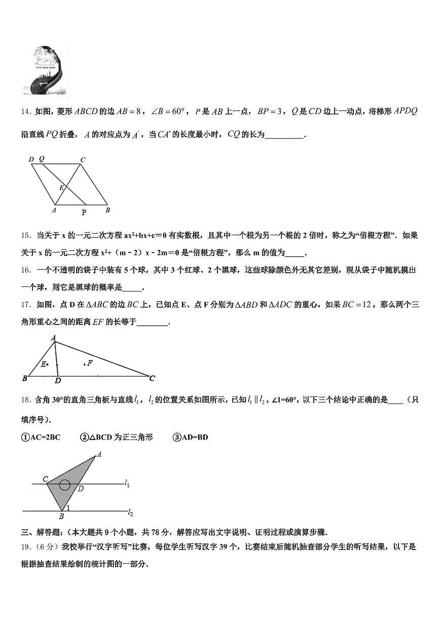 巢湖市庐江县2024-2025学年初中数学毕业考试模拟冲刺卷含解析第3页