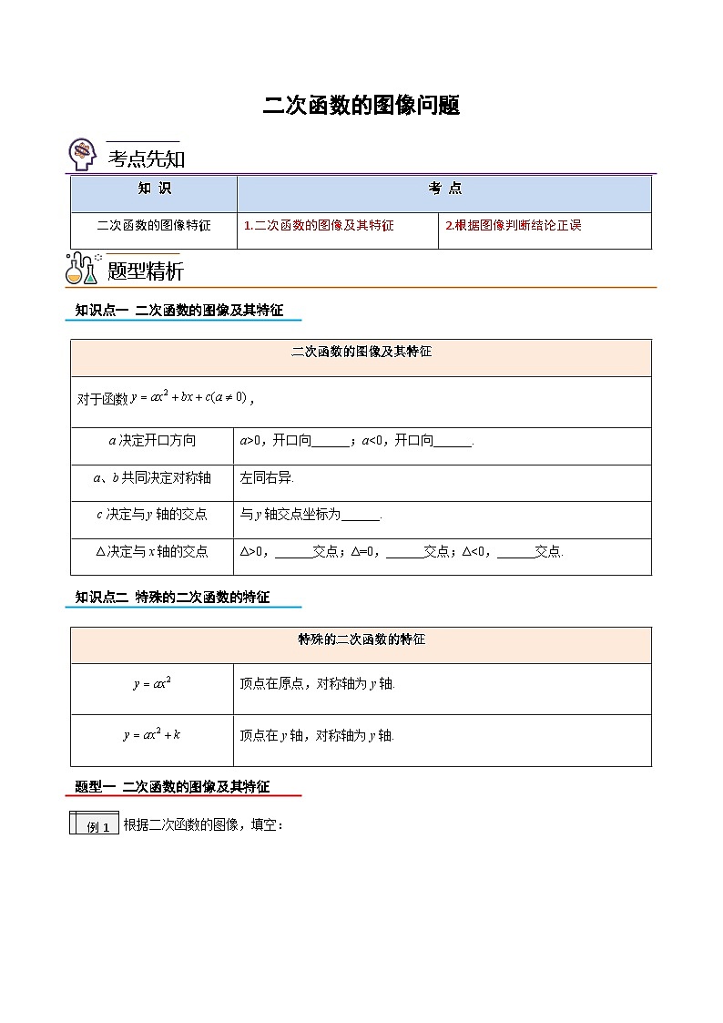 2023年九年级数学上册《二次函数的图像问题》知识考点练习（含答案）第1页