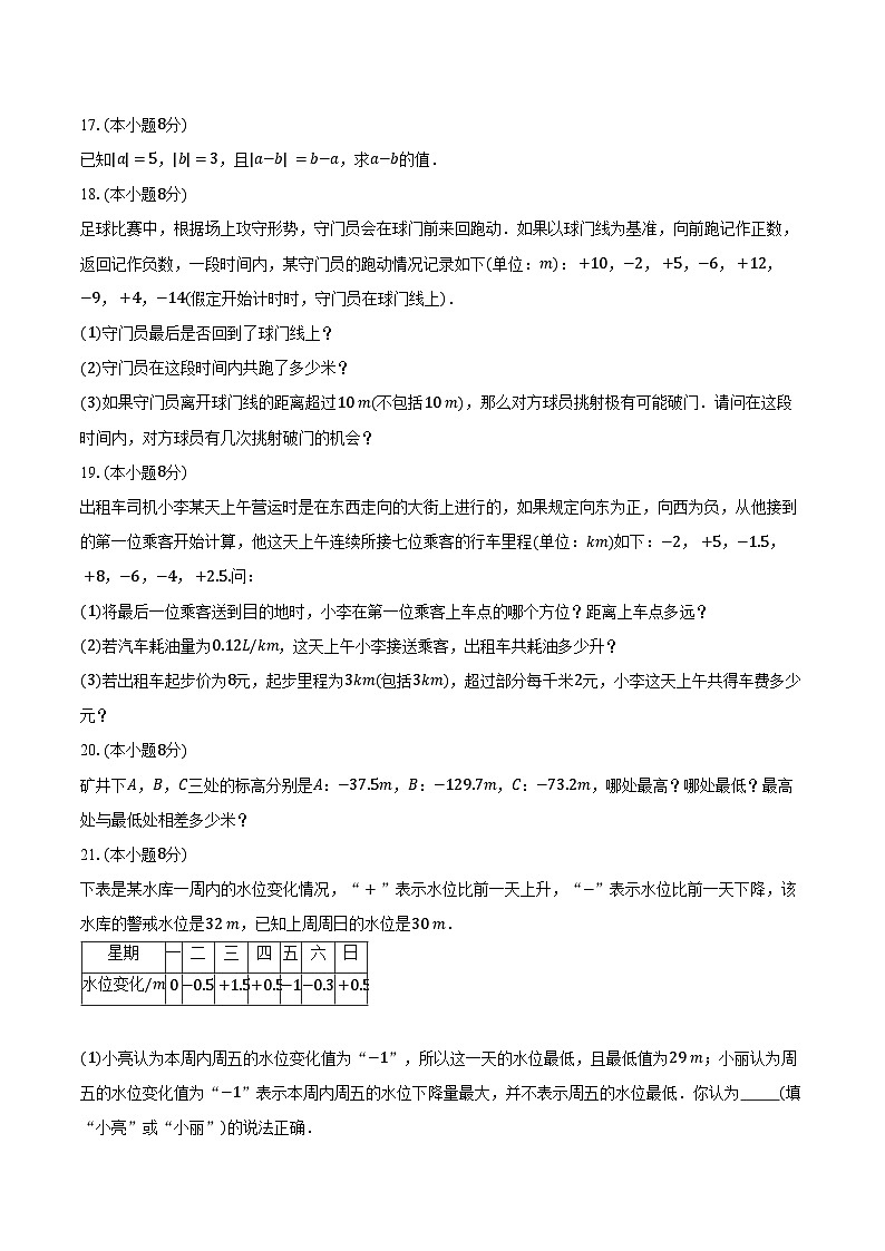 2.1有理数的加法与减法 人教版（2024）初中数学七年级上册同步练习（含详细答案解析）第3页