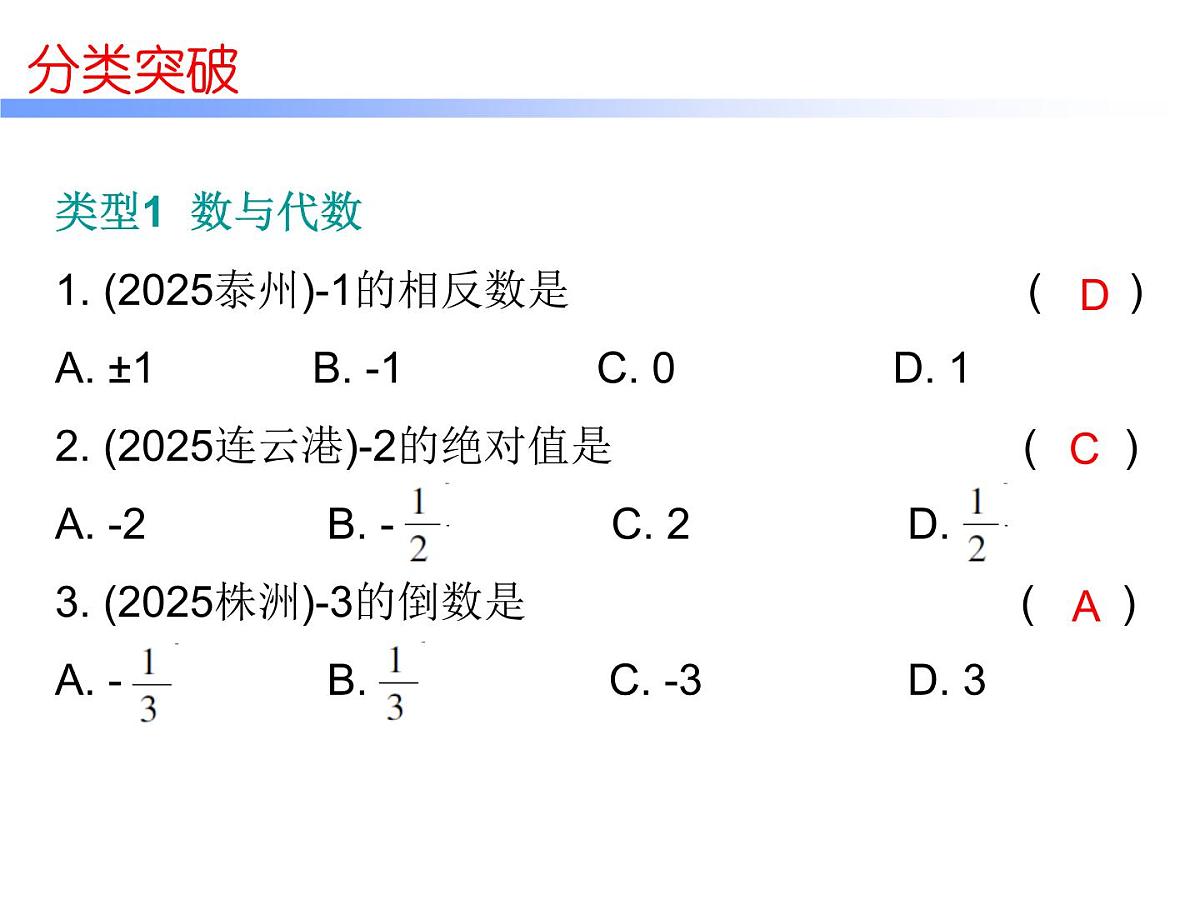 2026年中考数学题型专项突破 -专题一　 选择题突破 课件第2页