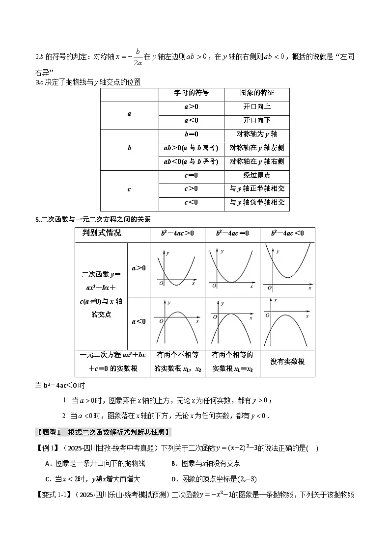 2026年中考数学考点一网尽-专题15二次函数的图像与性质【十大题型训练】（学生版+名师详解版）第3页