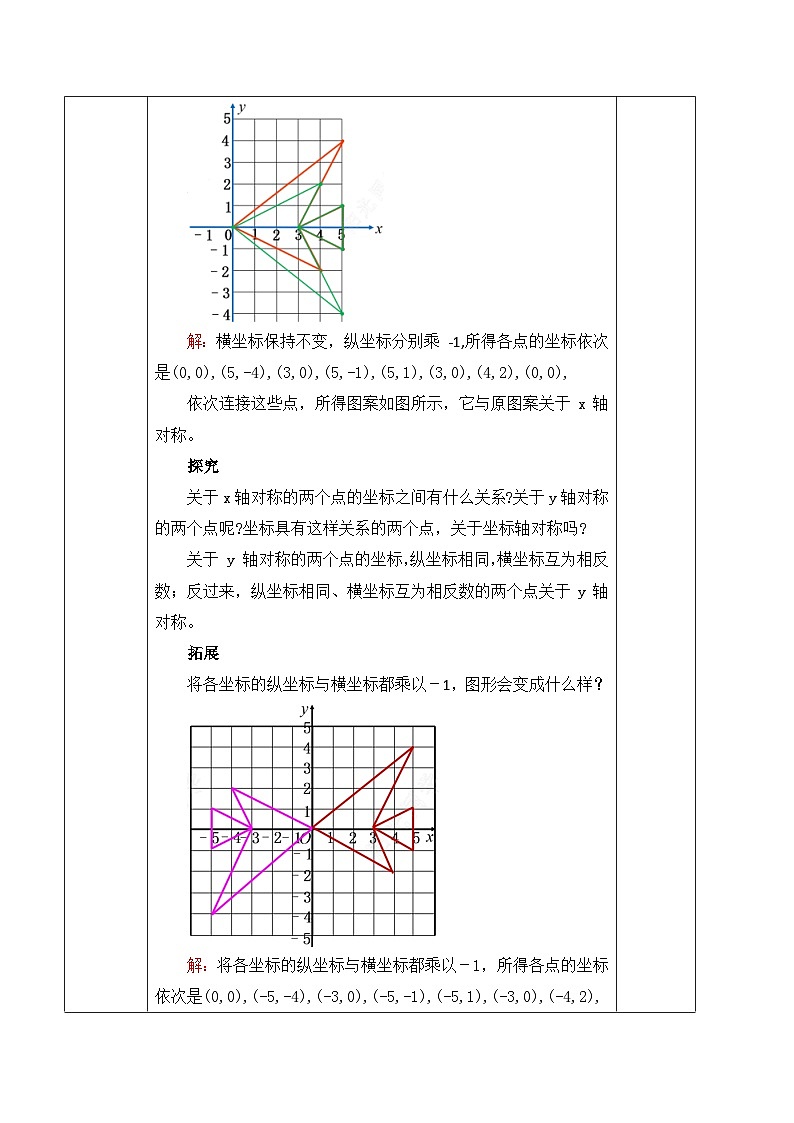 北师大版（2024）八年级数学上册教案 3.3 轴对称与坐标变化第3页