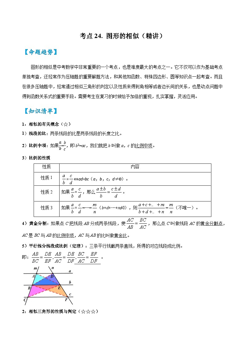 2026中考数学核心考点精讲精训练-考点24图形的相似（学生版+名师详解版）第1页