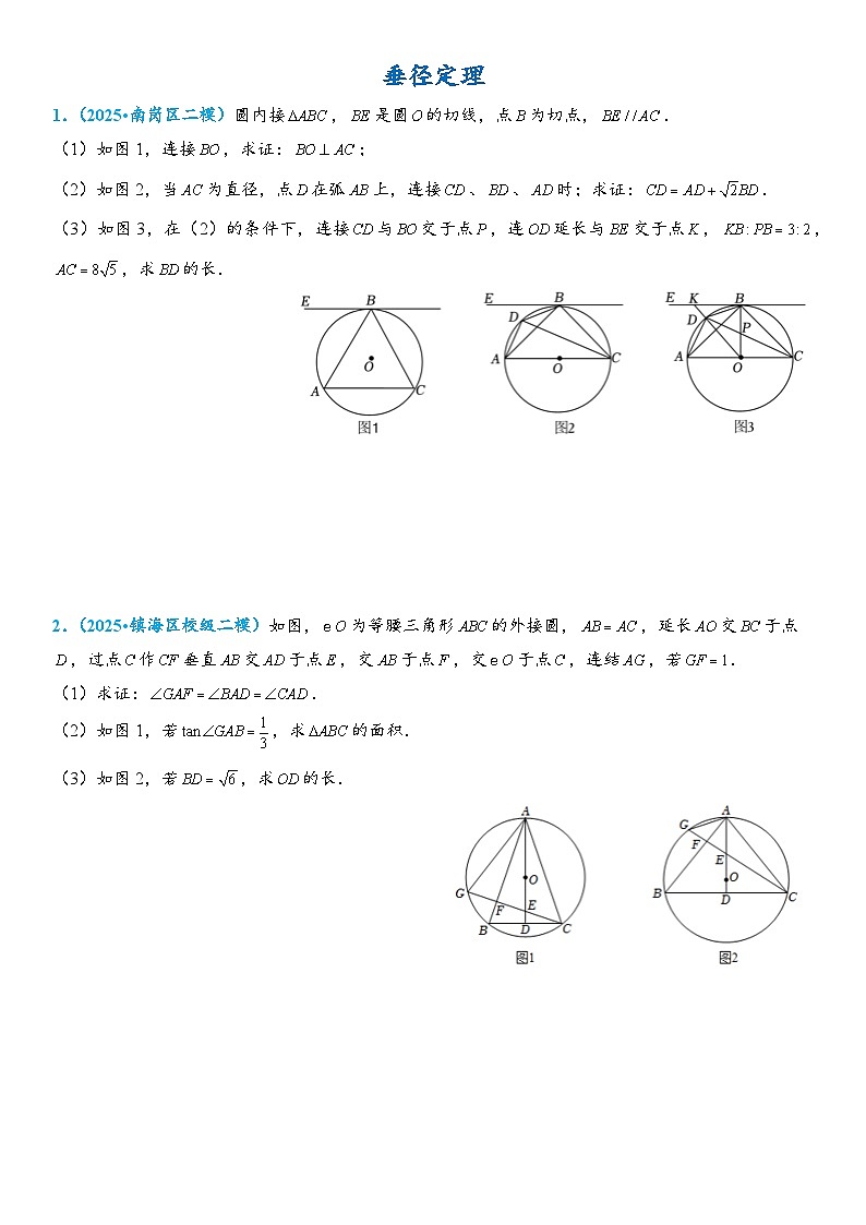 2026年中考数学压轴题专项练习-垂径定理（学生版+名师详解版）第1页