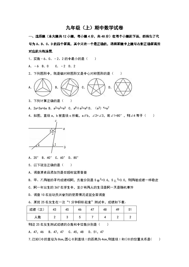 （25-26学年）人教九年级上期中数学试卷7（学生版+名师详解版）第1页
