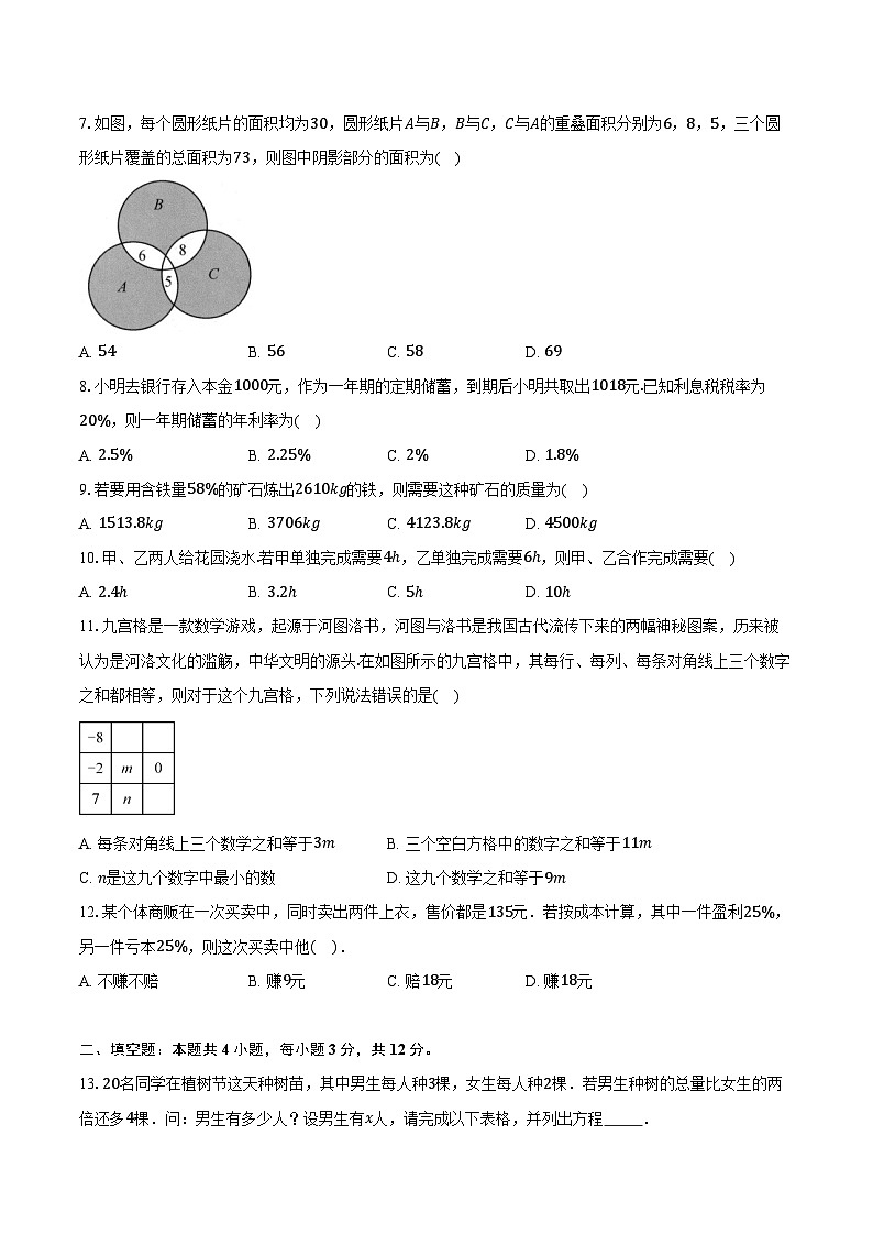 5.5一元一次方程的应用 浙教版（2024）初中数学七年级上册同步练习（含详细答案解析）第2页