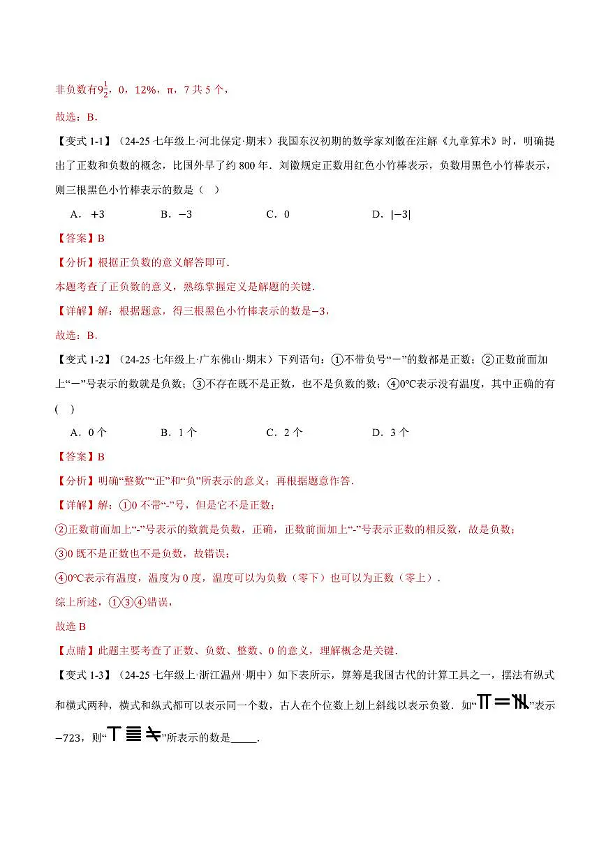 专题2.1 正数与负数、有理数的概念(讲义)(解析版)第3页