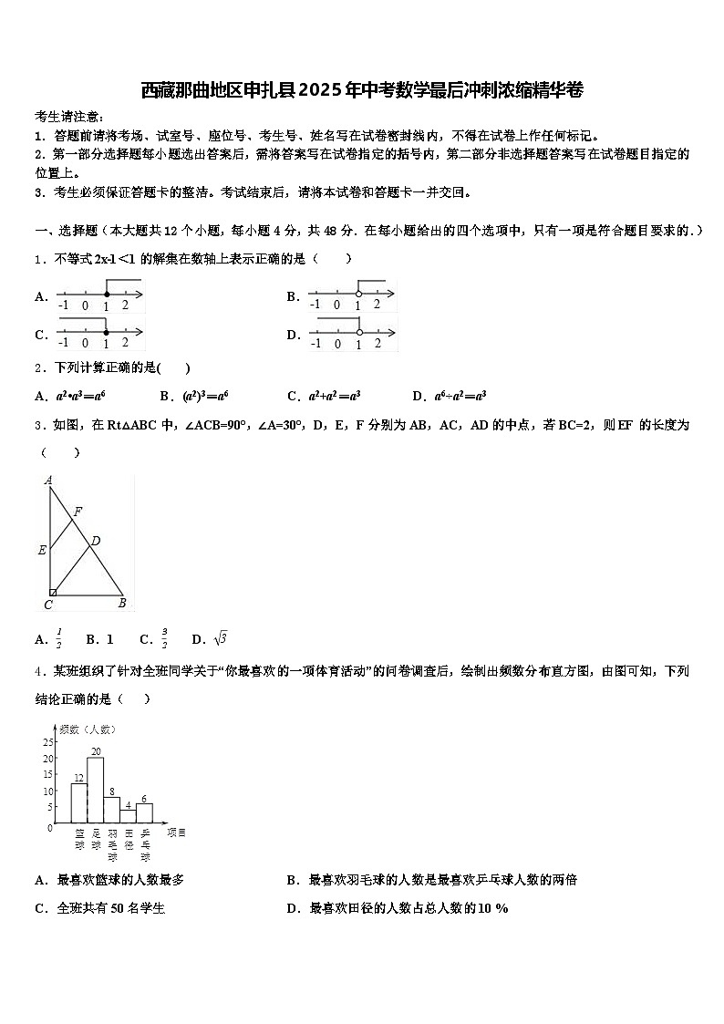 西藏那曲地区申扎县2025年中考数学最后冲刺浓缩精华卷含解析第1页