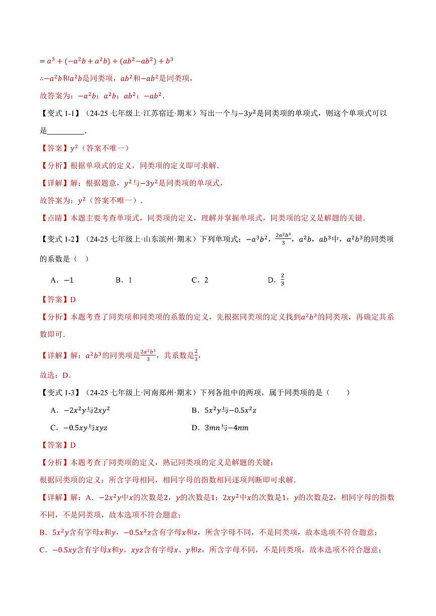 专题2.3 整式加减(讲义)(解析版)第3页