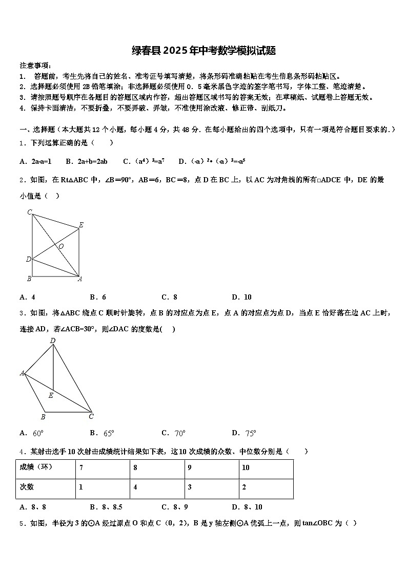 绿春县2025年中考数学模拟试题含解析第1页