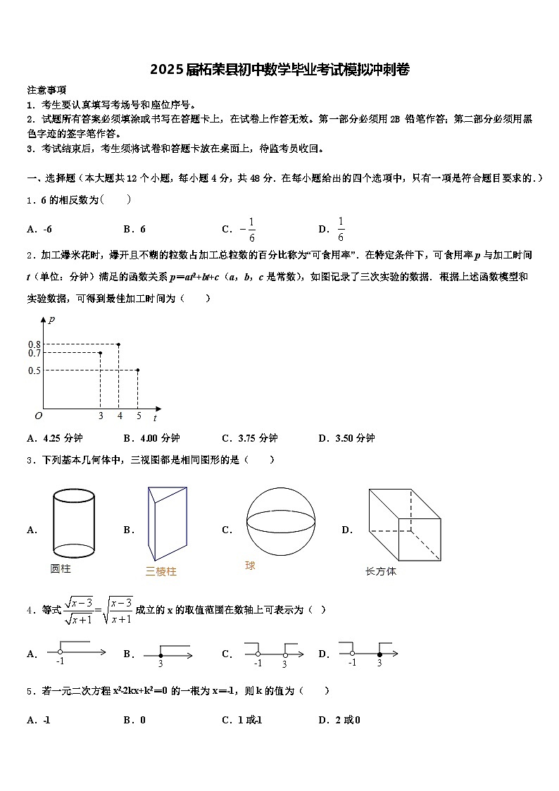 2025届柘荣县初中数学毕业考试模拟冲刺卷含解析第1页