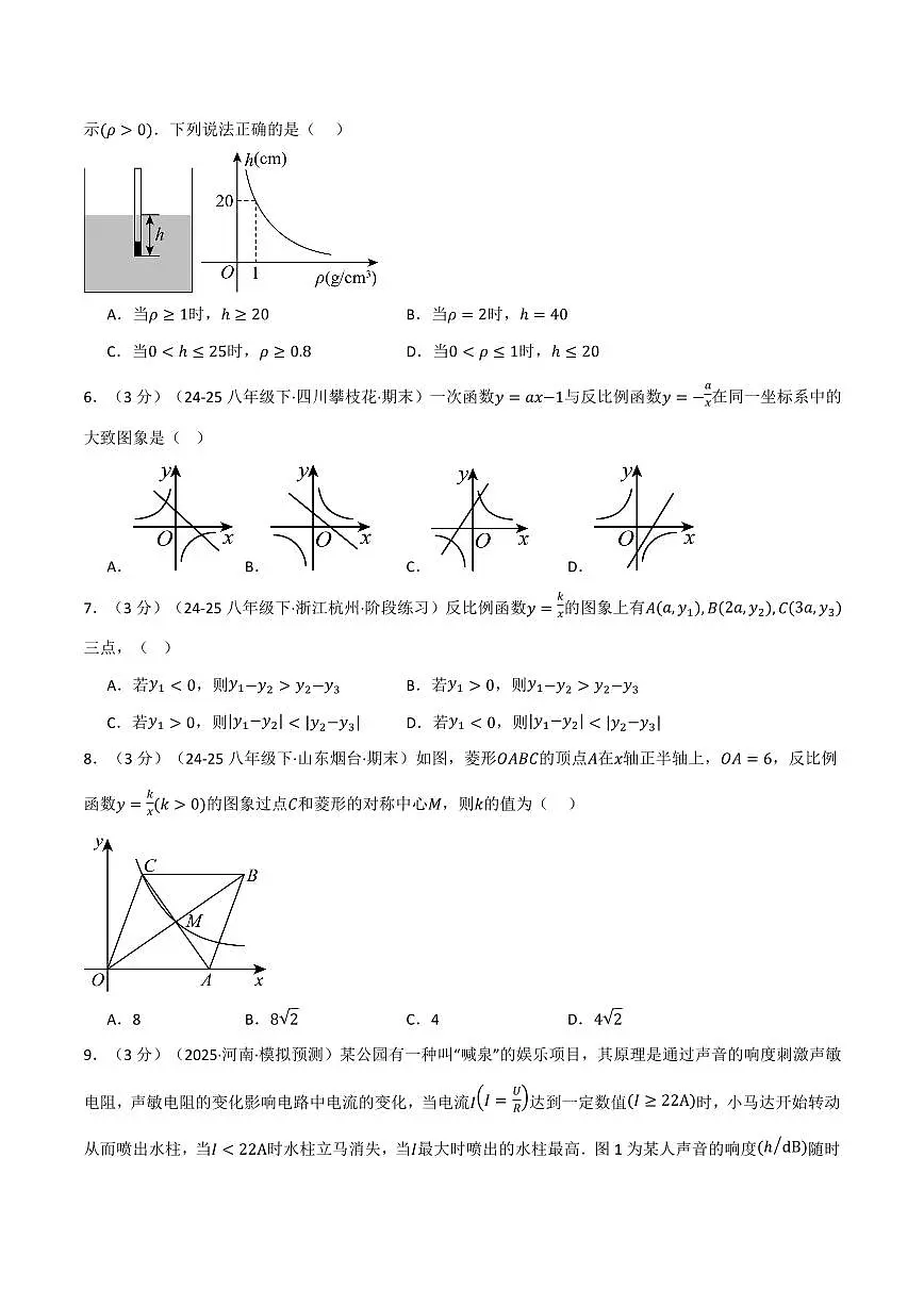 第一章 反比例函数(单元测试·培优卷)(原卷版)第2页