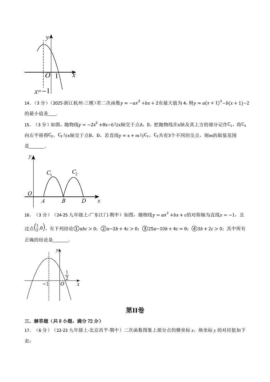 第二十二章 二次函数(单元测试·培优卷)(原卷版)第3页