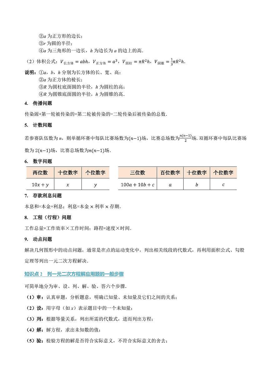专题2.5 应用一元二次方程(讲义)(原卷版)第2页