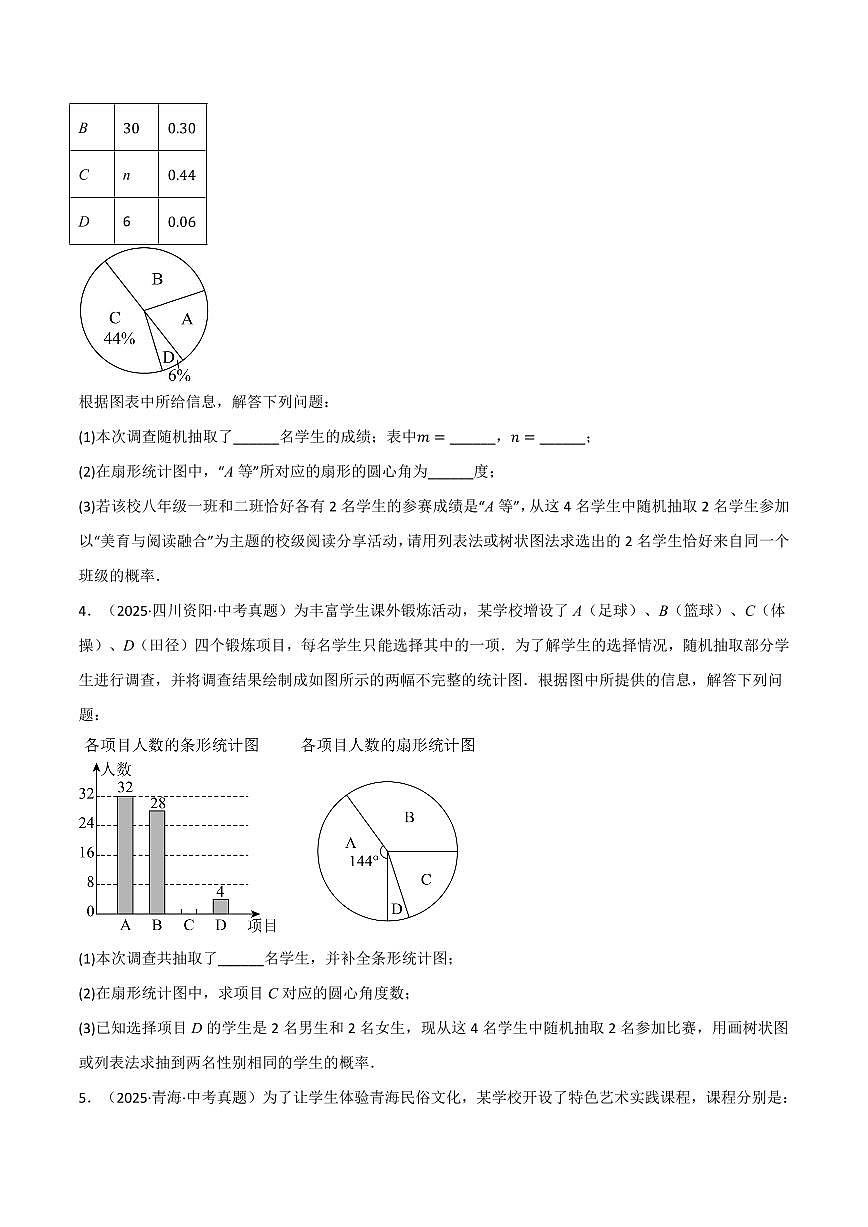 专题01 统计与概率的综合应用真题演练(40题)(专项训练)(原卷版)第2页