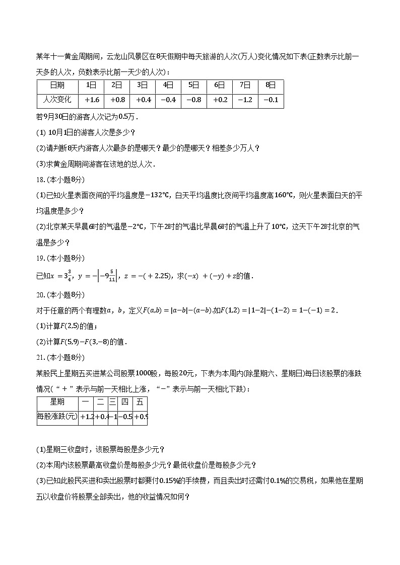 2.4有理数的加法与减法 苏科版（2024）初中数学七年级上册同步练习（含详细答案解析）第3页