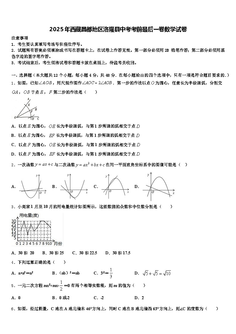 2025年西藏昌都地区洛隆县中考考前最后一卷数学试卷含解析第1页