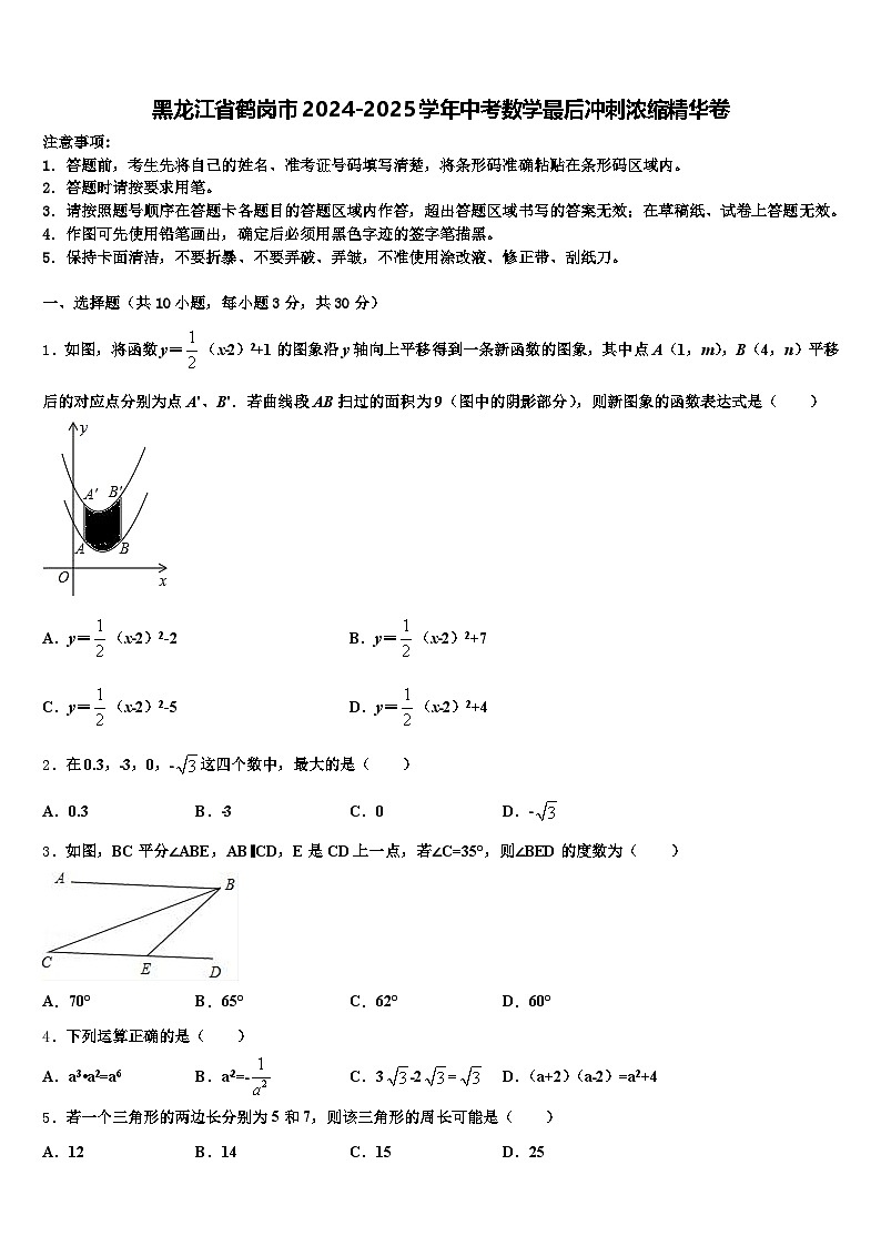 黑龙江省鹤岗市2024-2025学年中考数学最后冲刺浓缩精华卷含解析第1页