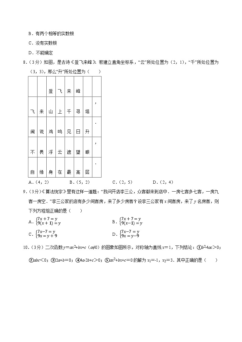 湖南省长沙市长郡雨花外国语学校2025-2026学年九年级上学期数学入学试卷（含解析）第2页