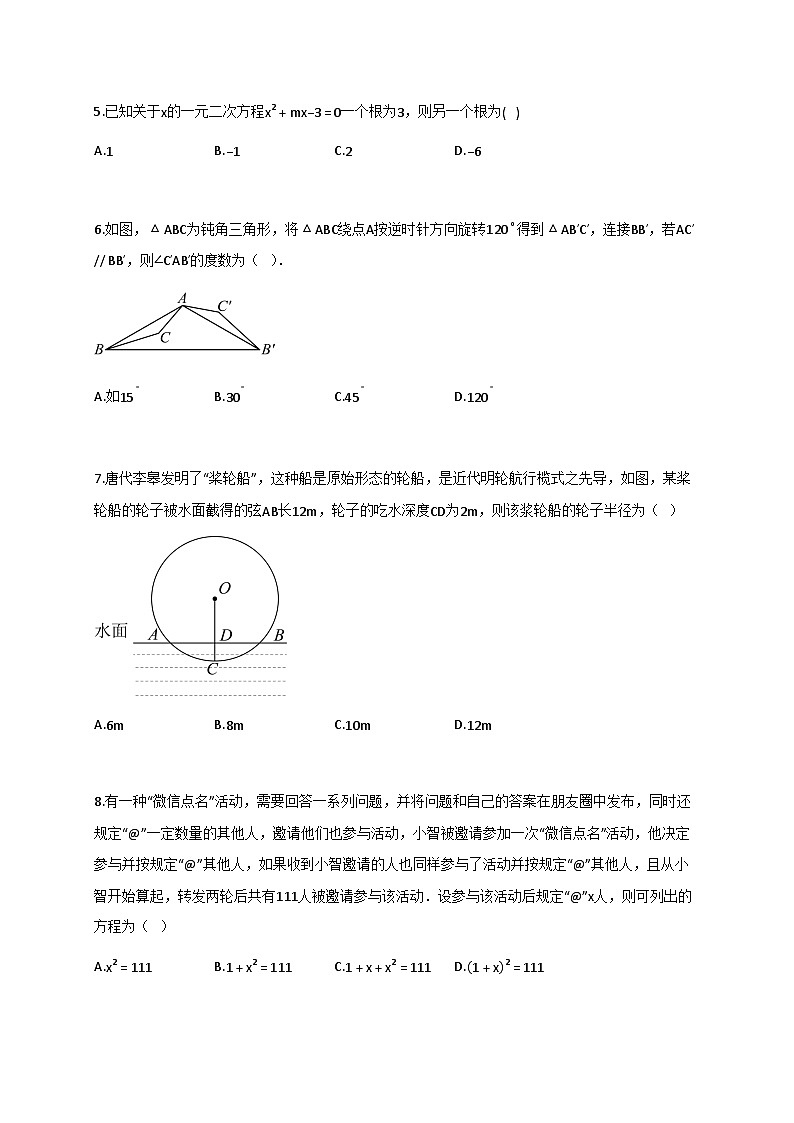 2024_2025学年河南省漯河市召陵区九年级上册期中数学试题【附答案】第2页