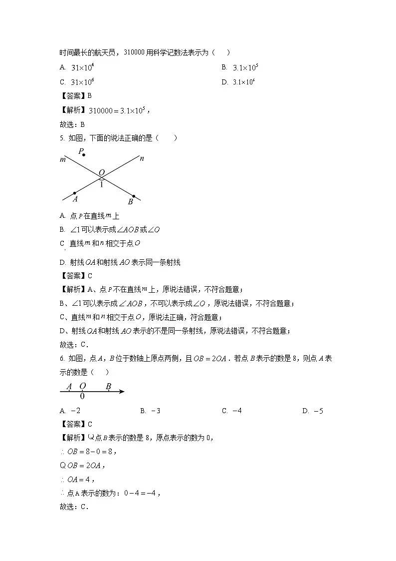 河南省南阳市方城县2024-2025学年七年级上学期期终阶段性调研数学试题（解析版）第2页