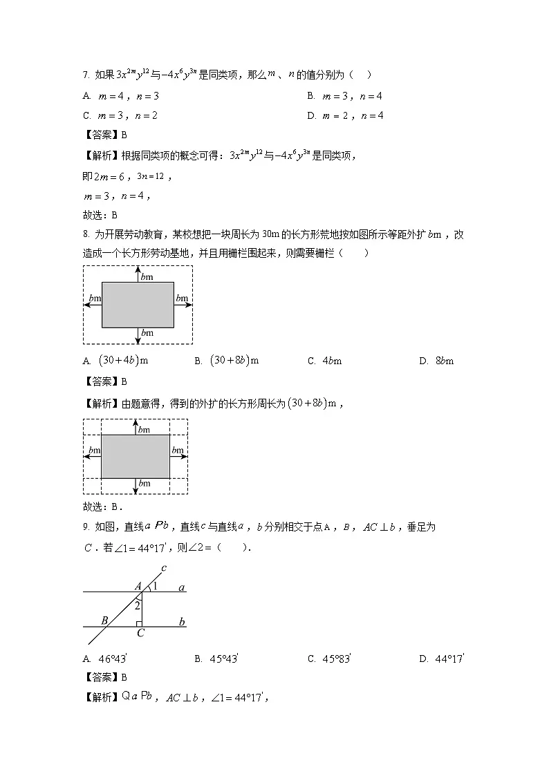 河南省南阳市方城县2024-2025学年七年级上学期期终阶段性调研数学试题（解析版）第3页