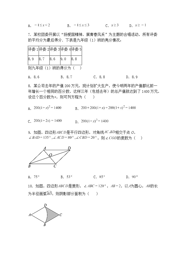 广东省东莞市万江区翰林学校2025年中考九年级上学期数学一模模拟试题（含答案解析）第2页