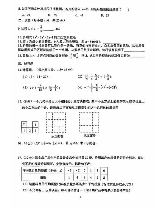 2024-2025四川成都泡桐树中学七年级上学期期中考试数学试题（无答案）第2页