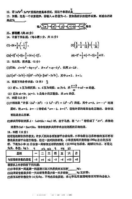 2024-2025四川成都外国语学校七年级上学期期中考试数学试题（无答案）第2页