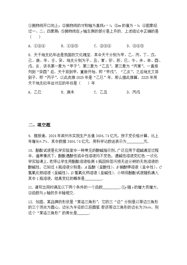 2025年山东省滨州市阳信县中考二模九年级下学期数学试题（含答案解析）第3页