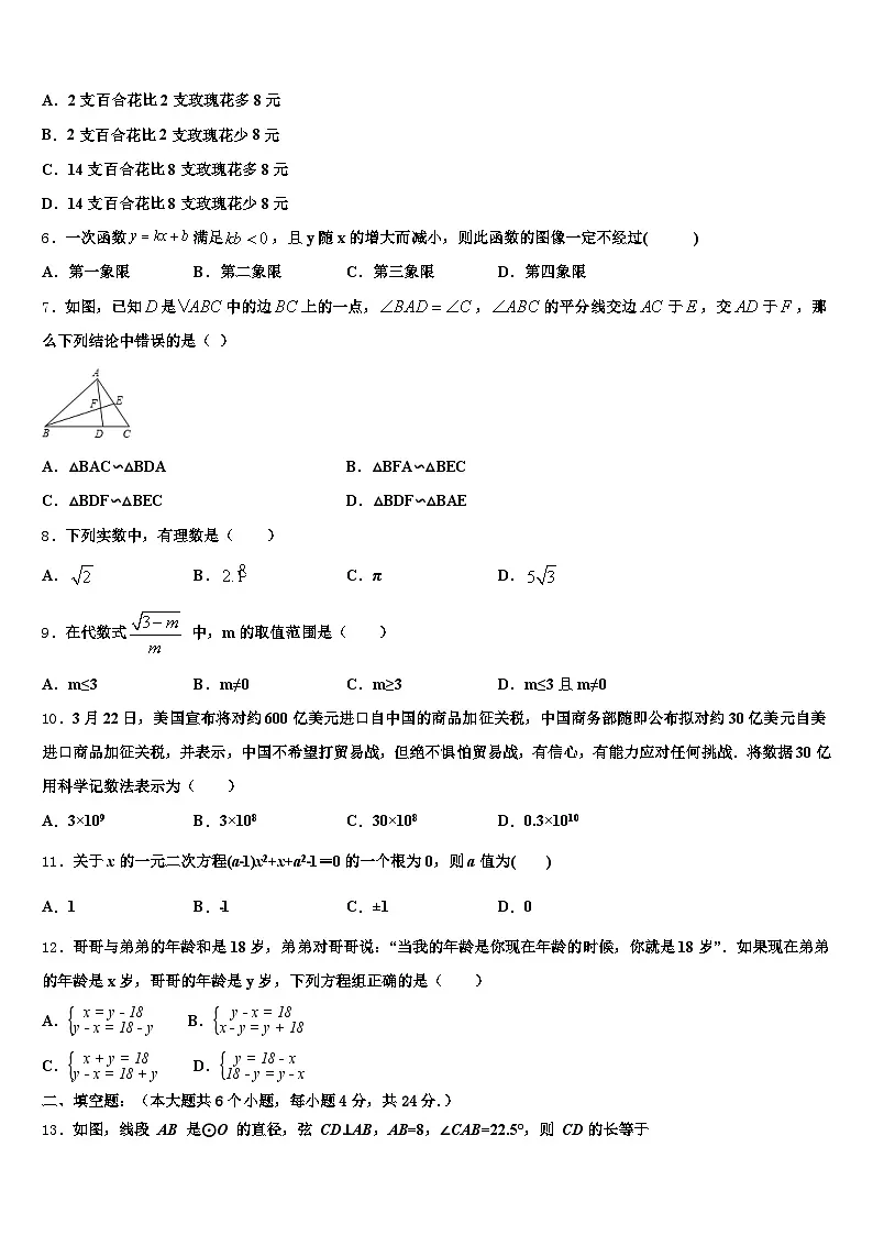 梧州市万秀区2025届中考数学全真模拟试题含解析第2页