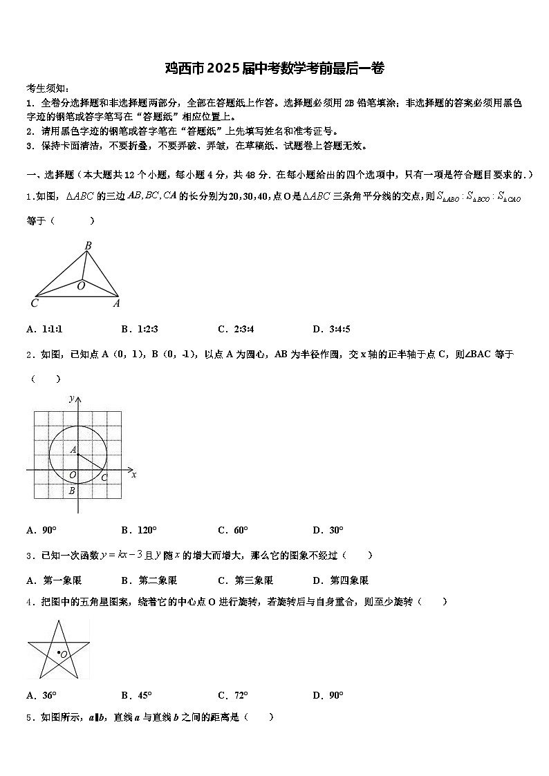 鸡西市2025届中考数学考前最后一卷含解析第1页