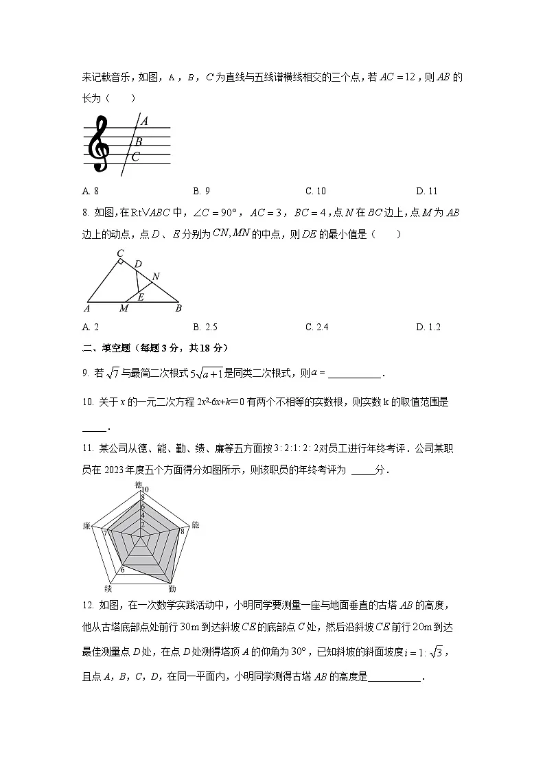 吉林省长春市长春净月高新技术产业开发区2025-2026学年九年级上学期开学数学试卷（学生版）第2页