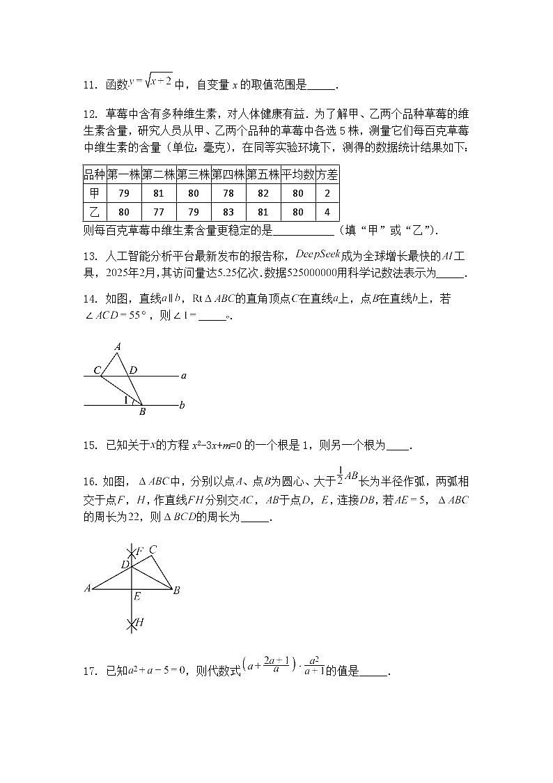 2025年湖南省岳阳市九年级下数学二模试卷（含答案解析）第3页