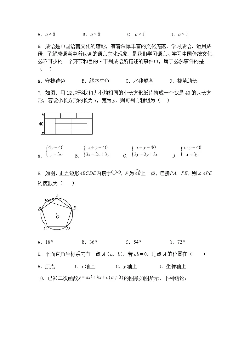 2025年湖北省随州市随县初中毕业生学业水平能力测试暨升学适应性考试九年级下学期数学二模试卷（含答案解析）第2页