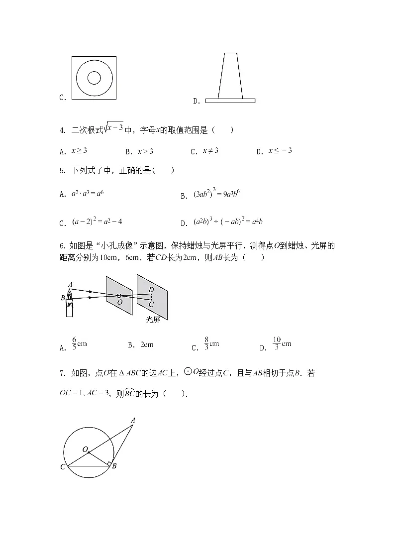 2025年浙江省绍兴诸暨市新晖联盟中考三模九年级下数学试题（含答案解析）第2页