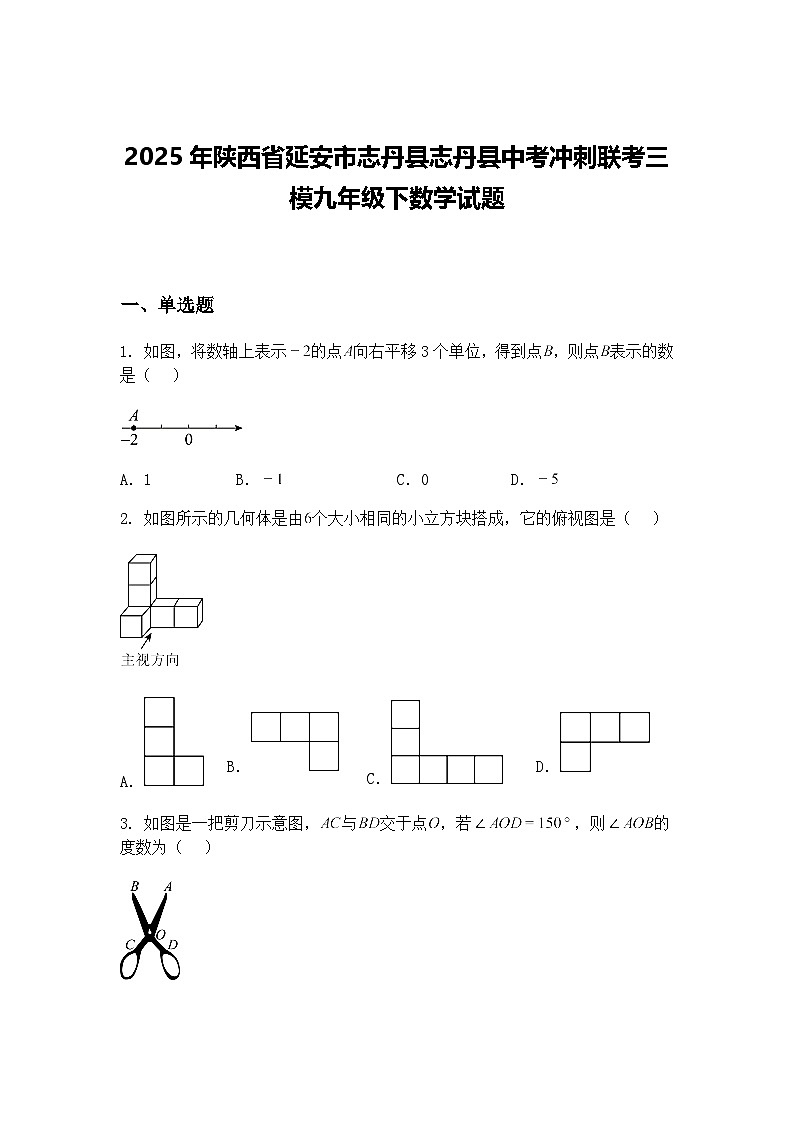 2025年陕西省延安市志丹县志丹县中考冲刺联考三模九年级下数学试题（含答案解析）第1页