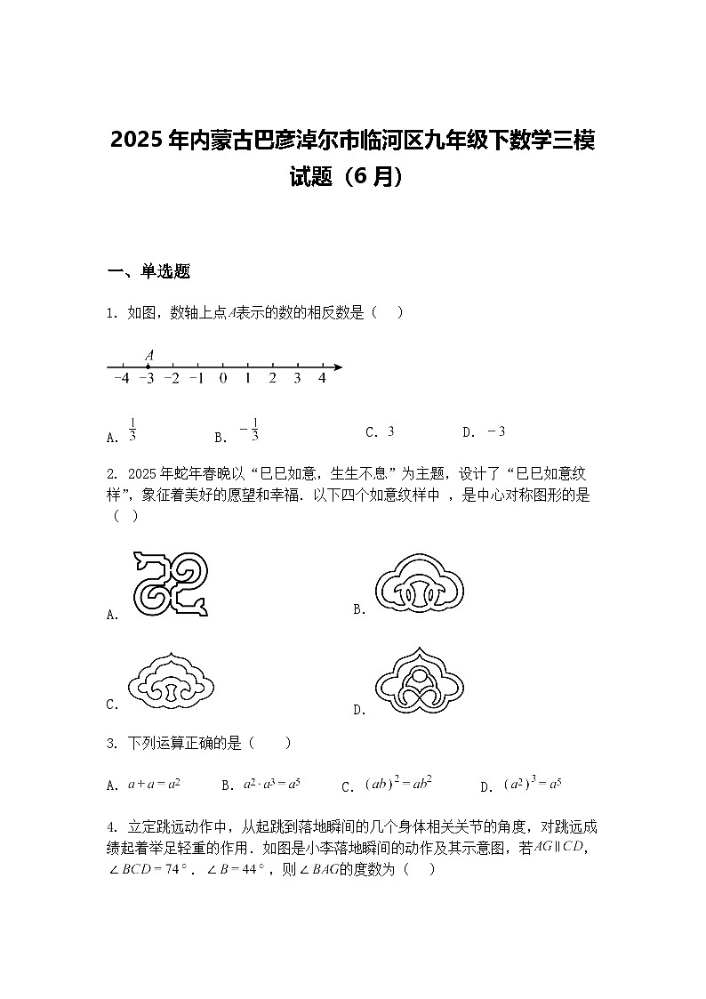 2025年内蒙古巴彦淖尔市临河区九年级下数学三模试题（6月）（含答案解析）第1页