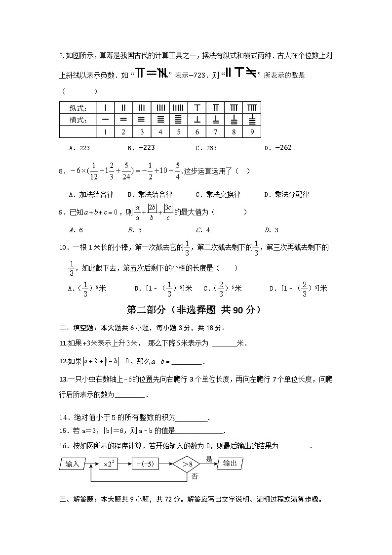 月考卷（10月）2025-2026学年人教版七年级数学上册第2页