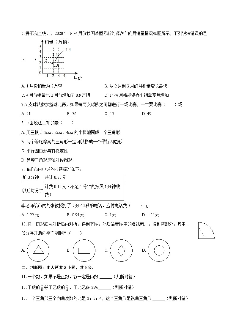 2025-2026学年山西省临汾市同盛实验中学七年级（上）分班考数学试卷-自定义类型第2页