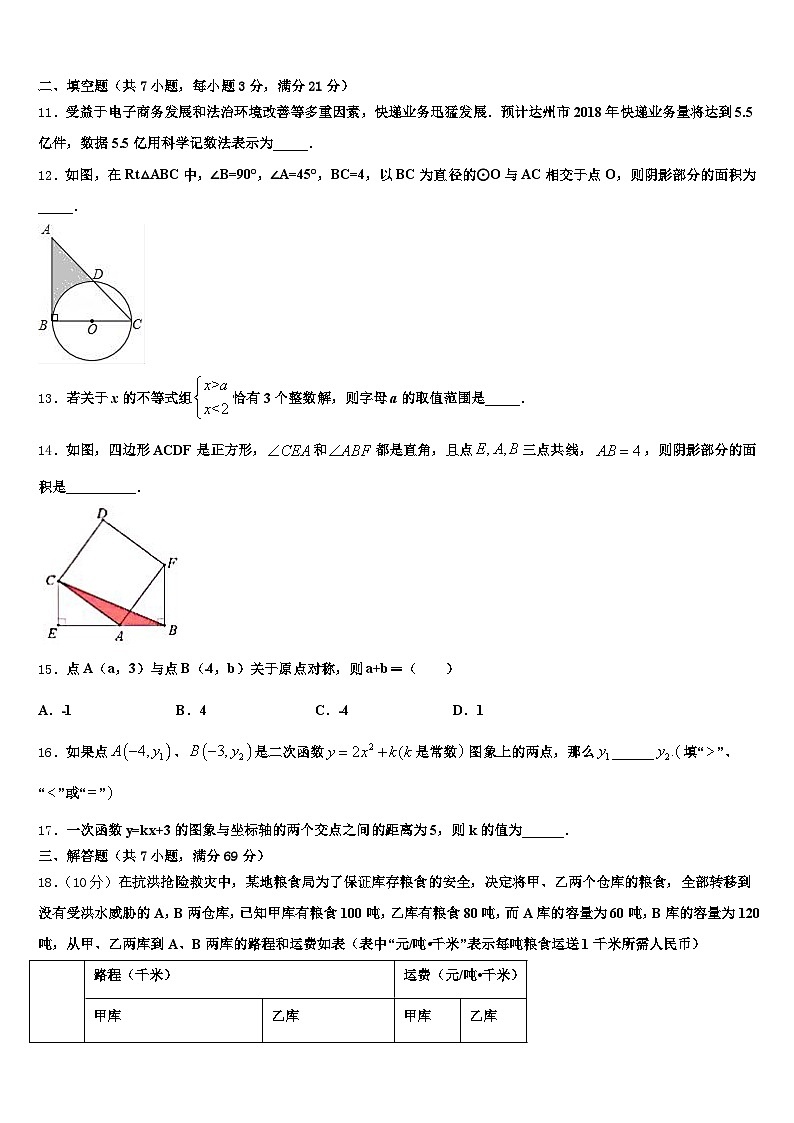 长春市二道区2024-2025学年中考数学适应性模拟试题含解析第3页