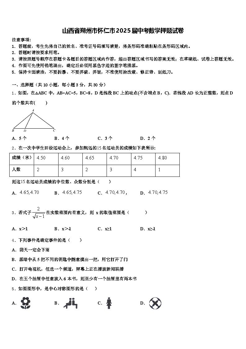 山西省朔州市怀仁市2025届中考数学押题试卷含解析第1页