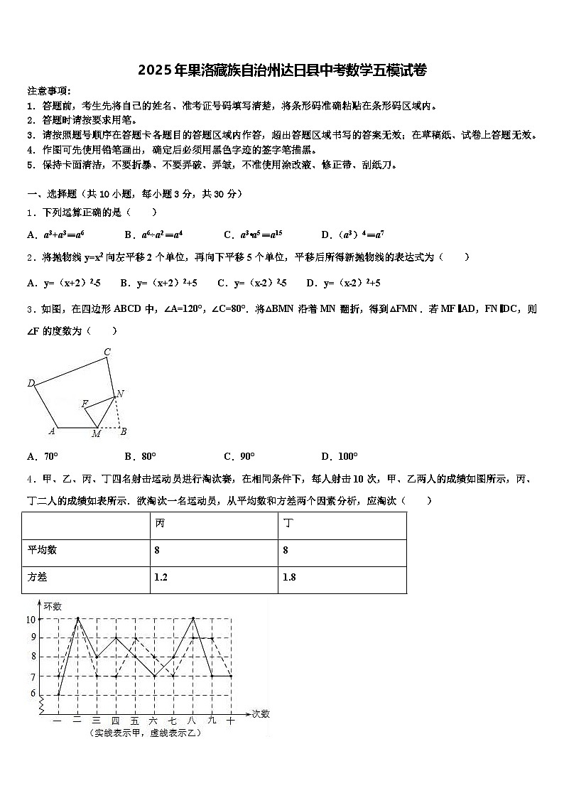 2025年果洛藏族自治州达日县中考数学五模试卷含解析第1页