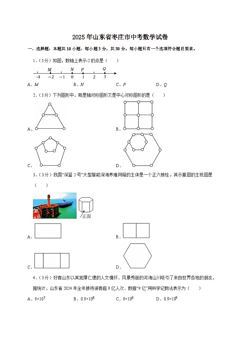 【中考数学】2025年山东省枣庄市中考适应性模拟试卷（含解析）第1页