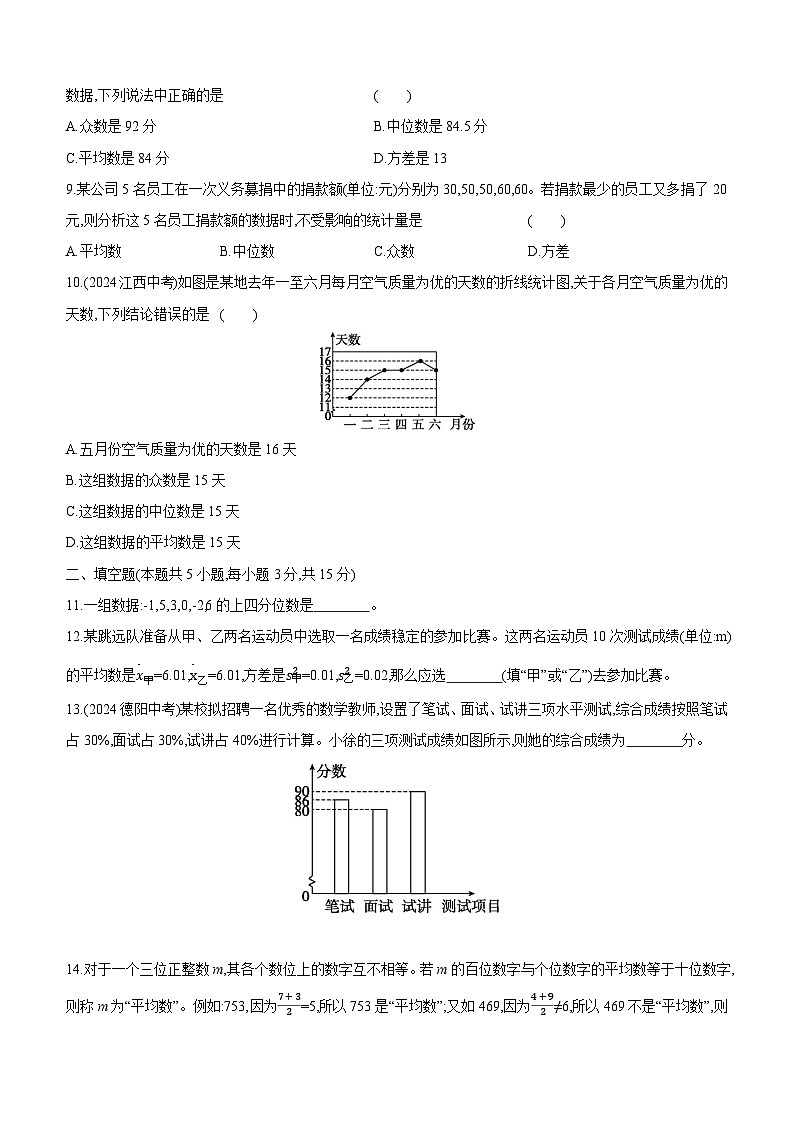 北师大版（2024）八年级上册数学第六章《数据的分析》单元测试卷（含答案解析）第2页